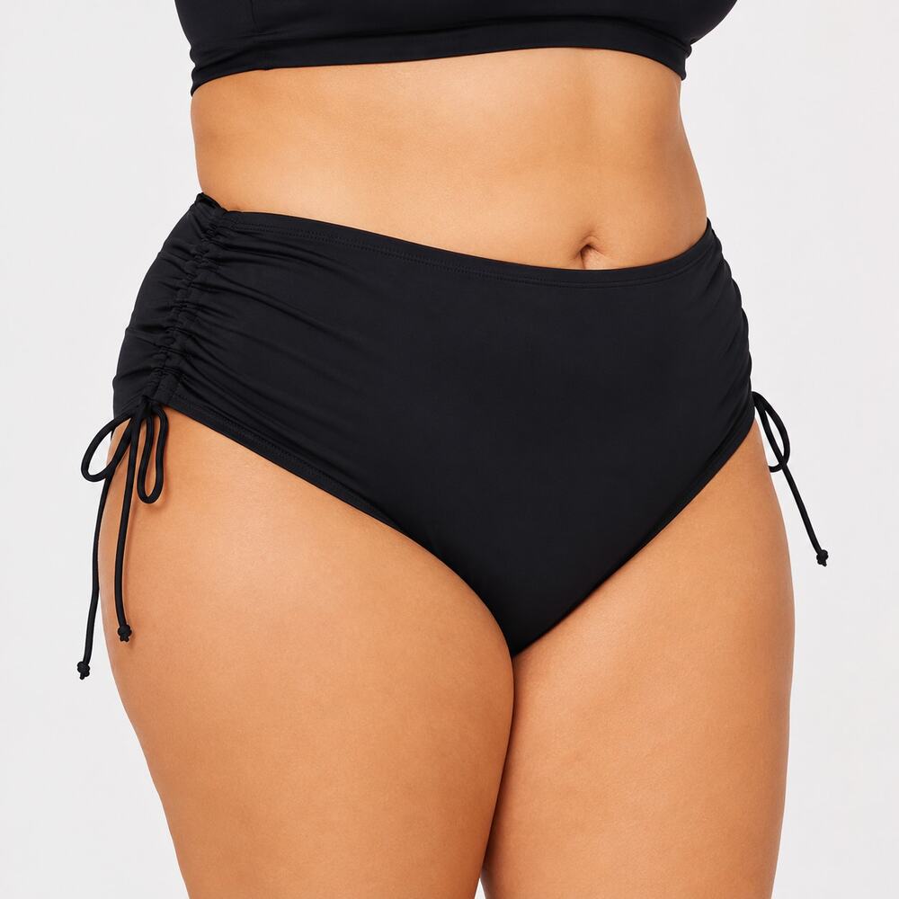 Bal Harbour Swim Briefs XXL 20 Black Ruched Tummy Control Bottoms